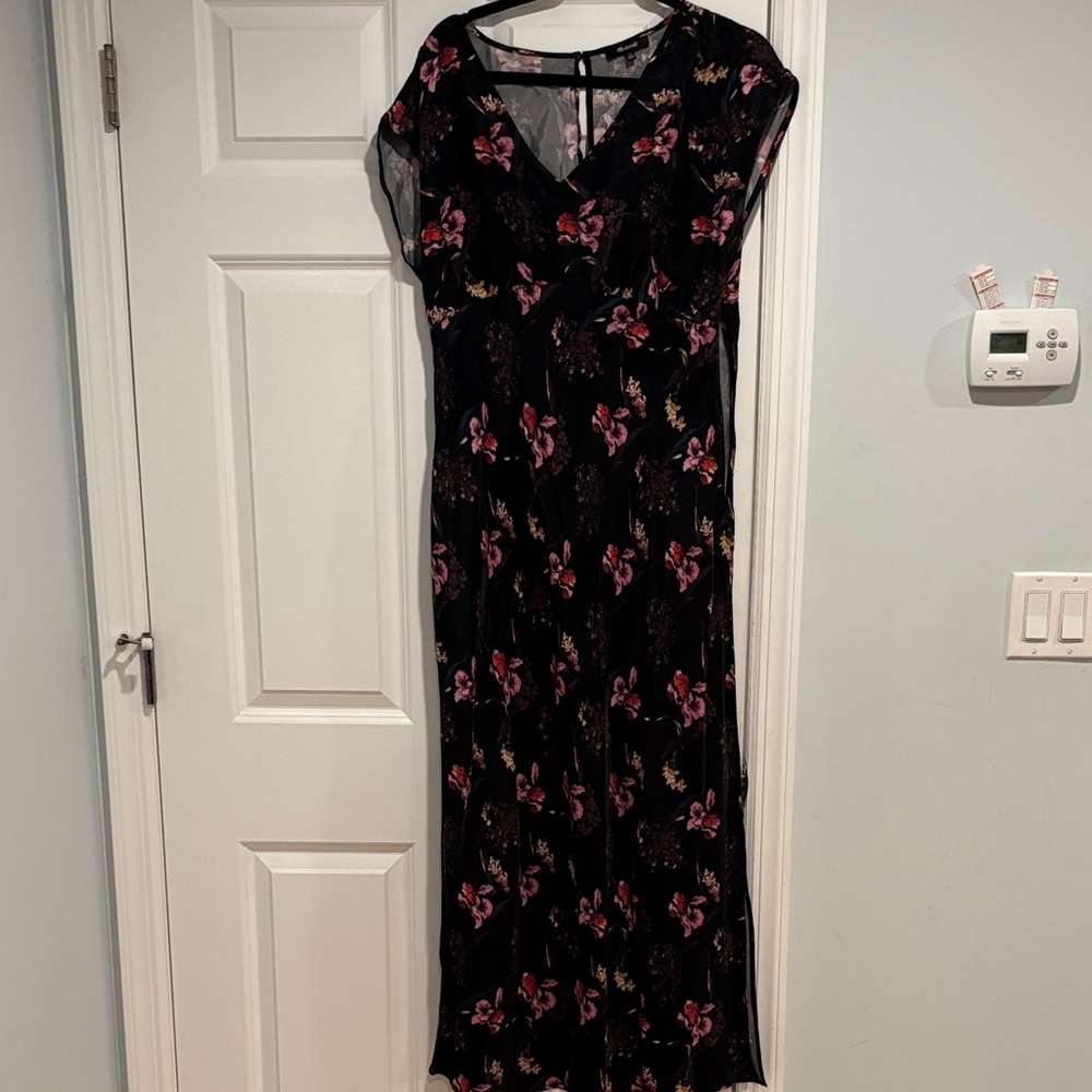 Madewell Black and Pink Floral Maxi Dress